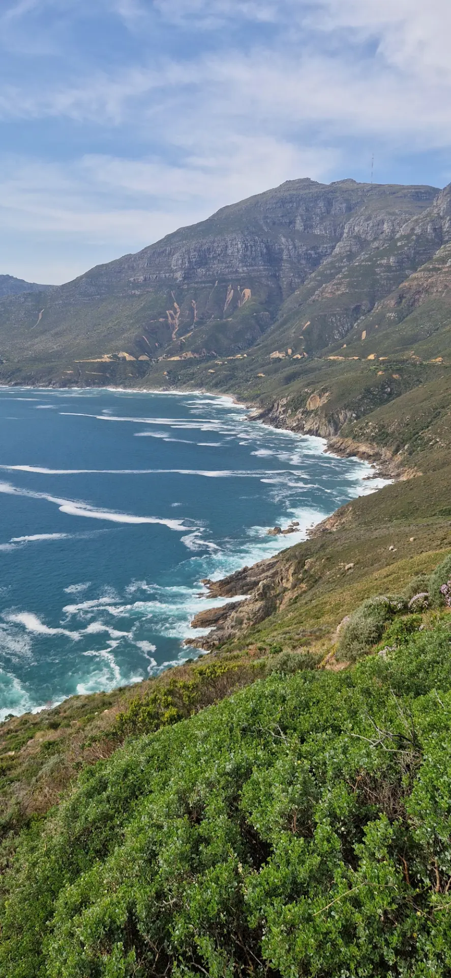 Chapman's Peak mountains rising above the Cape Peninsula coastline