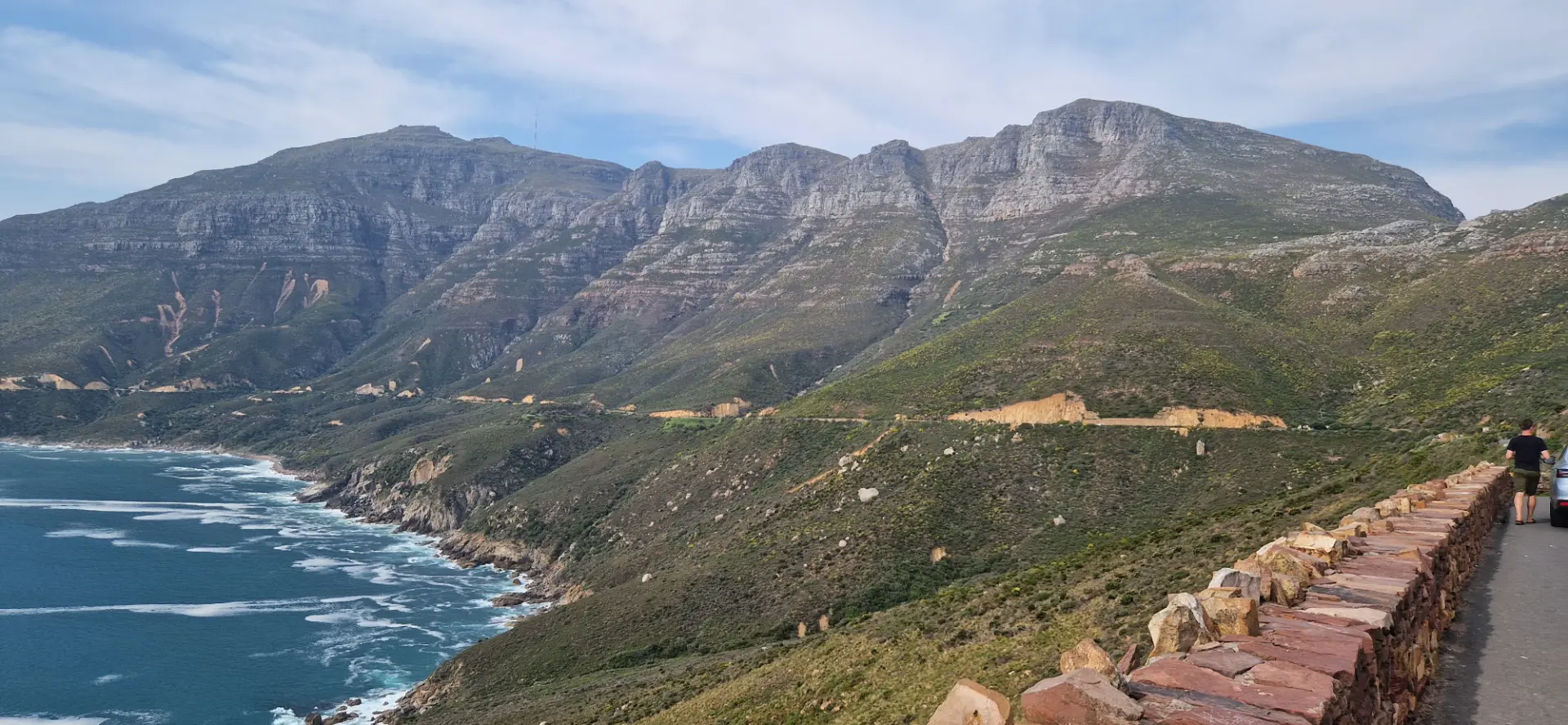 Chapman's Peak Drive winding between the mountain and Atlantic Ocean