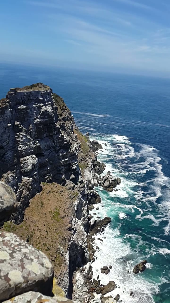 Cape Point cliffs and Atlantic Ocean viewed from the lighthouse path